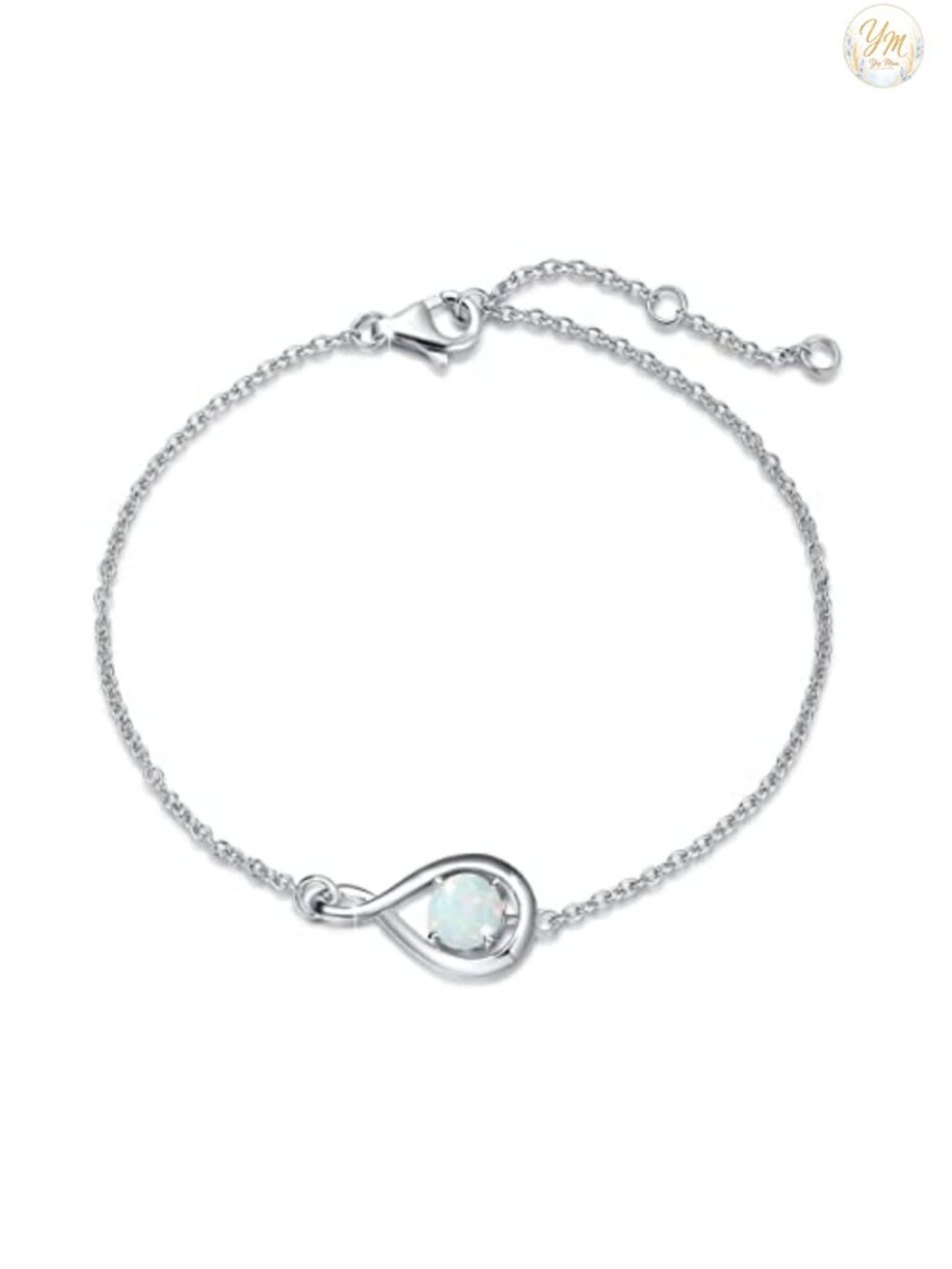 925 Sterling Silver Infinity Birthstone Bracelet Adjustable Lobster Claw